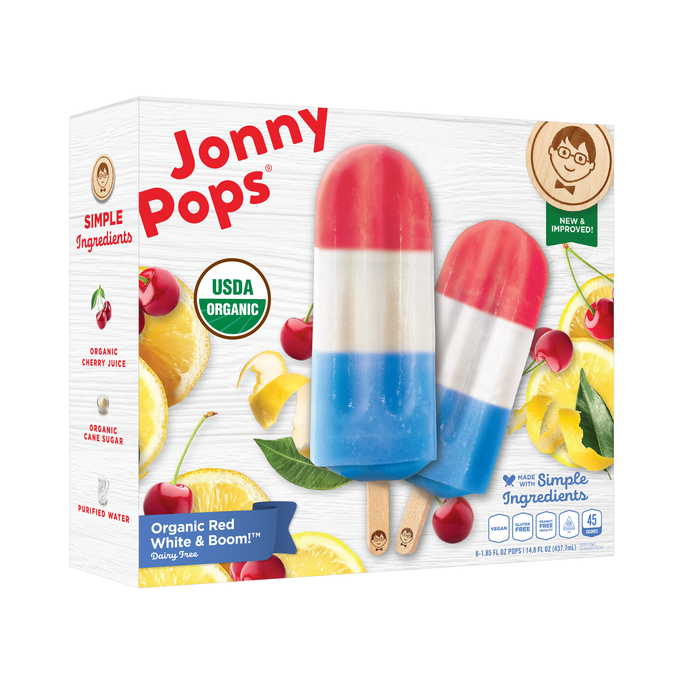 Red White & Boom! Cherry Lemonade Juice Pops | JonnyPops©